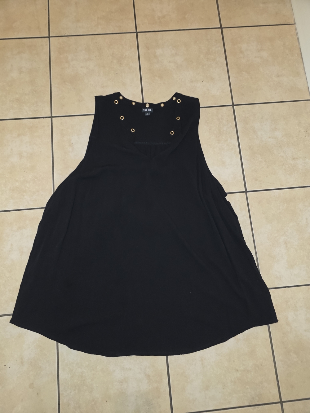 Forever 21 Black Sleeveless Tank with Gold Eyelet Neckline